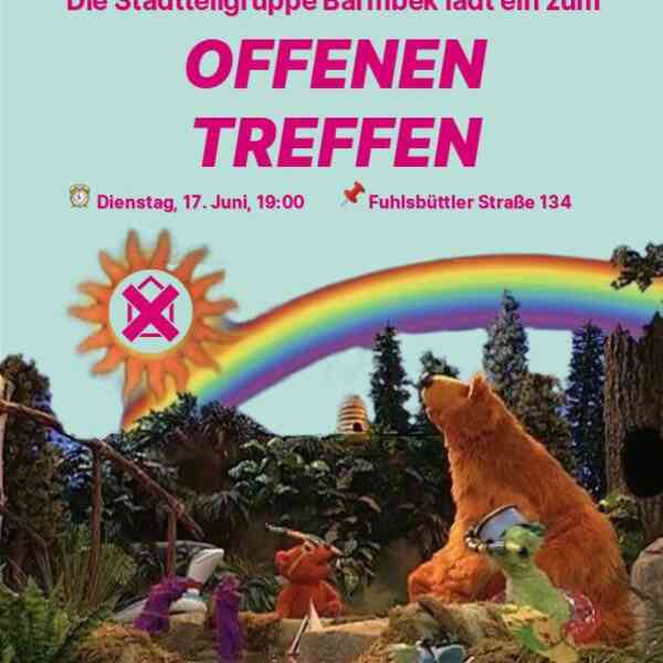 Farbenfrohes Mobibild für das Offene Treffen von Barmbek Enteignet am 17. Juni.