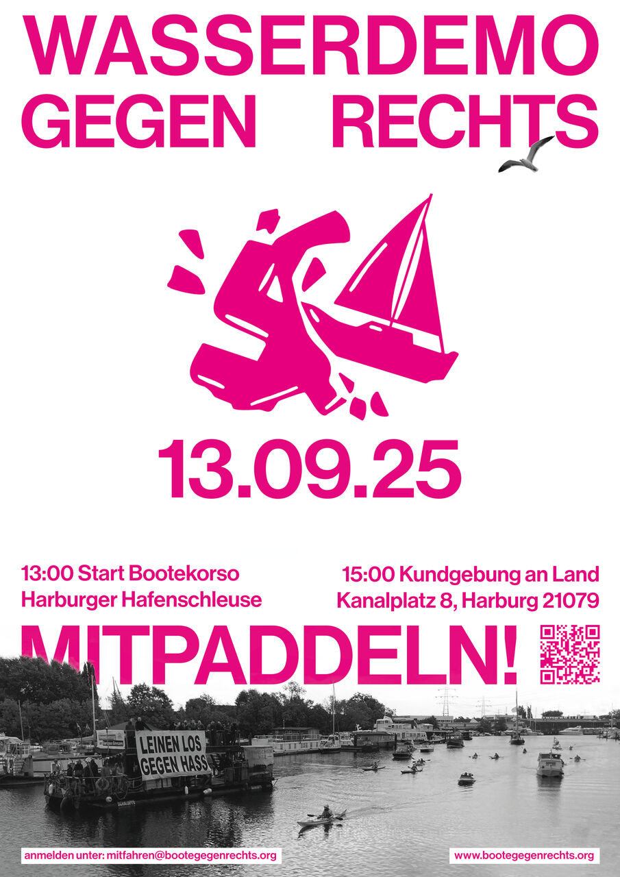 Plakat Wasserdemo gegen Rechts 2025
