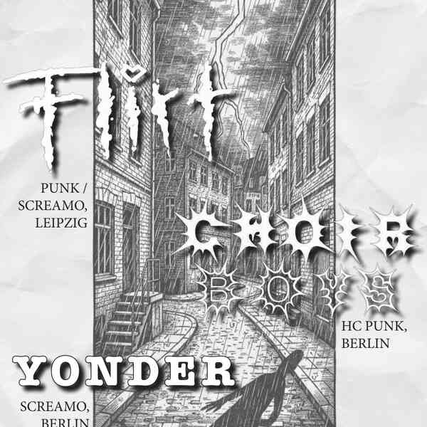 Flyer der Veranstaltung "Support your local Antifa" mit Flirt, Choir Boys, Yonder am 29.11. im LiLa