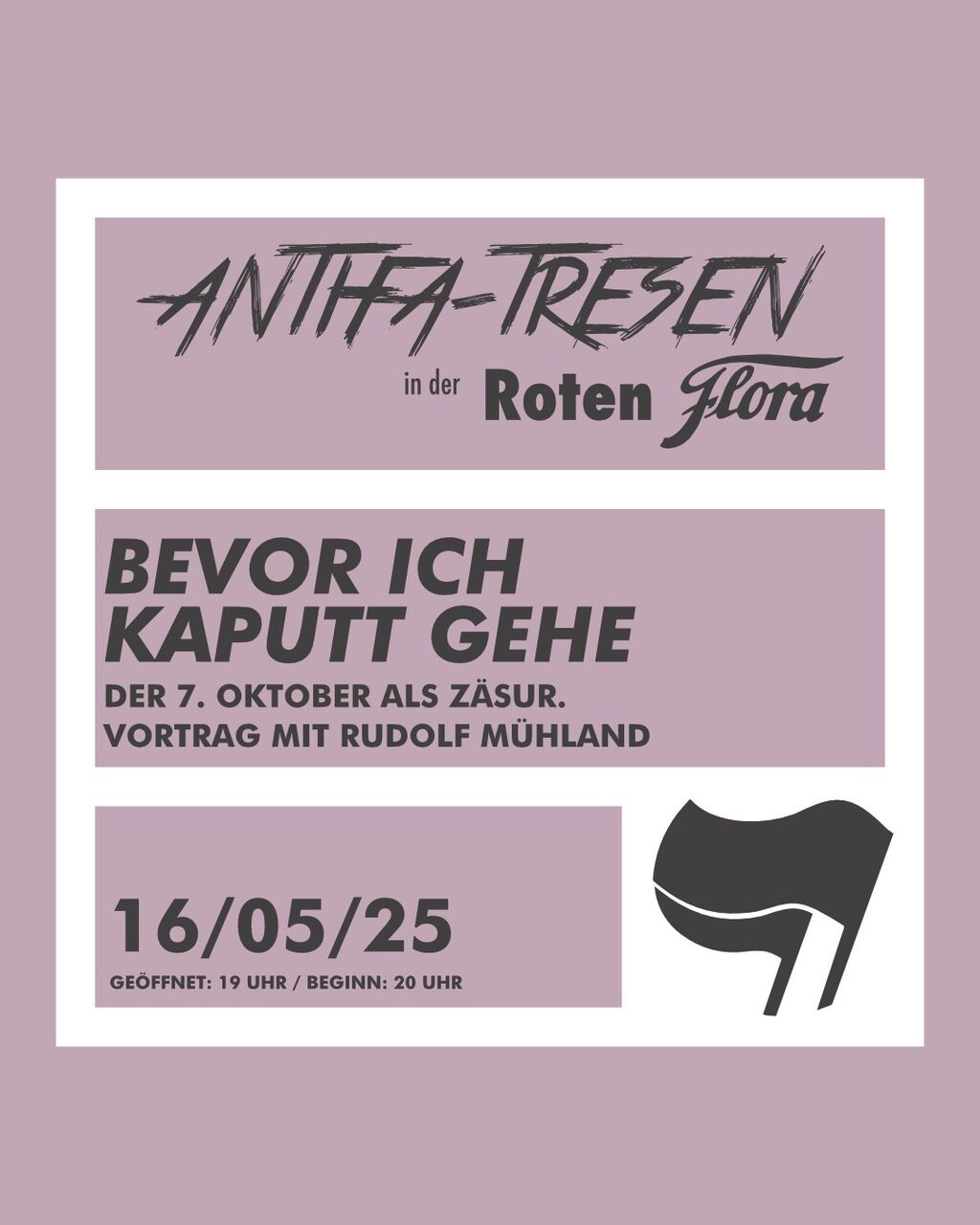 Antifa-Tresen in der Roten Flora. "Bevor ich kap