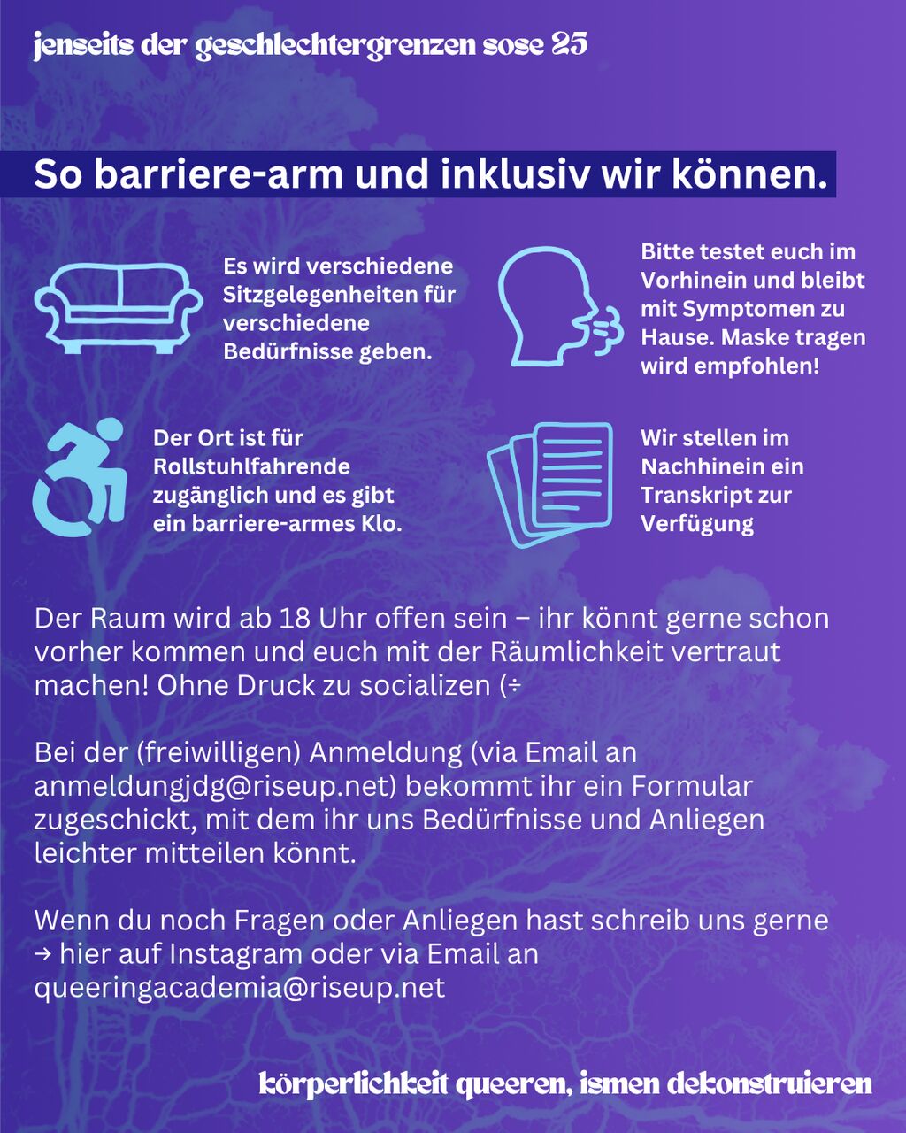 rosa und weißer Text auf lila Hintergrund: lotti mani am 20.06. um 18:30 @ social design class der HFBK „Neuroqueering Cringe → Cringe – was ist das aus trans*feminist-ischer, neurodivergenter, queerer und be_hinderter Perspektive?“ /3