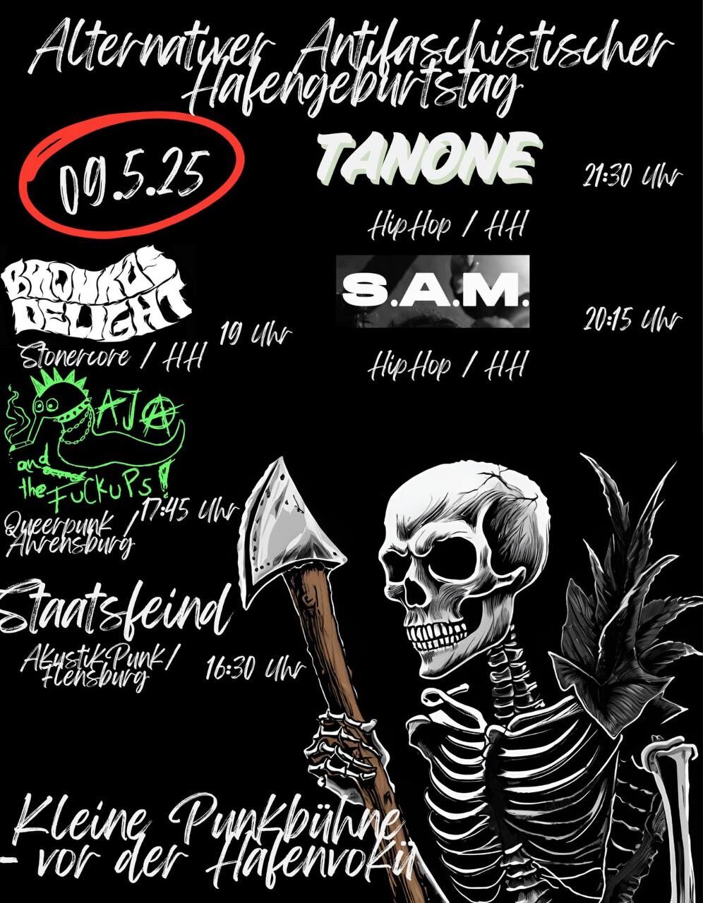 Flyer mit dem Lineup des Tages und dem Ort, steht alles in der Beschreibung der Veranstaltung