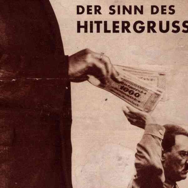 Was bleibt von den Analysen und antifaschistischen Strategien des 20. Jahrhunderts? Fotomontage von John Heatfield: Der Sinn des Hitlergrusses - Millionen stehen hinter mir, 1936 Arbeiter-Illustrierte-Zeitung (AIZ), VG Bild-Kunst, Bonn 2020 