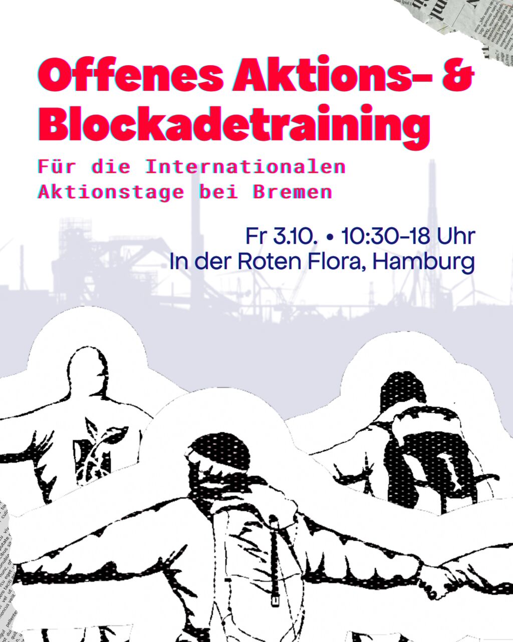 Zeichnung von 3 Aktivist:innen, die sich an den Händen halten