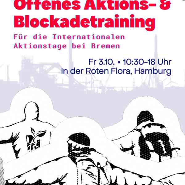 Zeichnung von 3 Aktivist:innen, die sich an den Händen halten