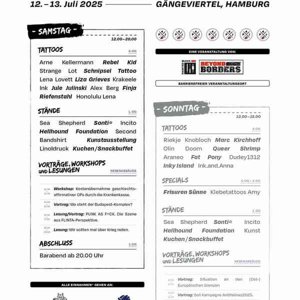Programm des Pain(t) for Justice Festivals