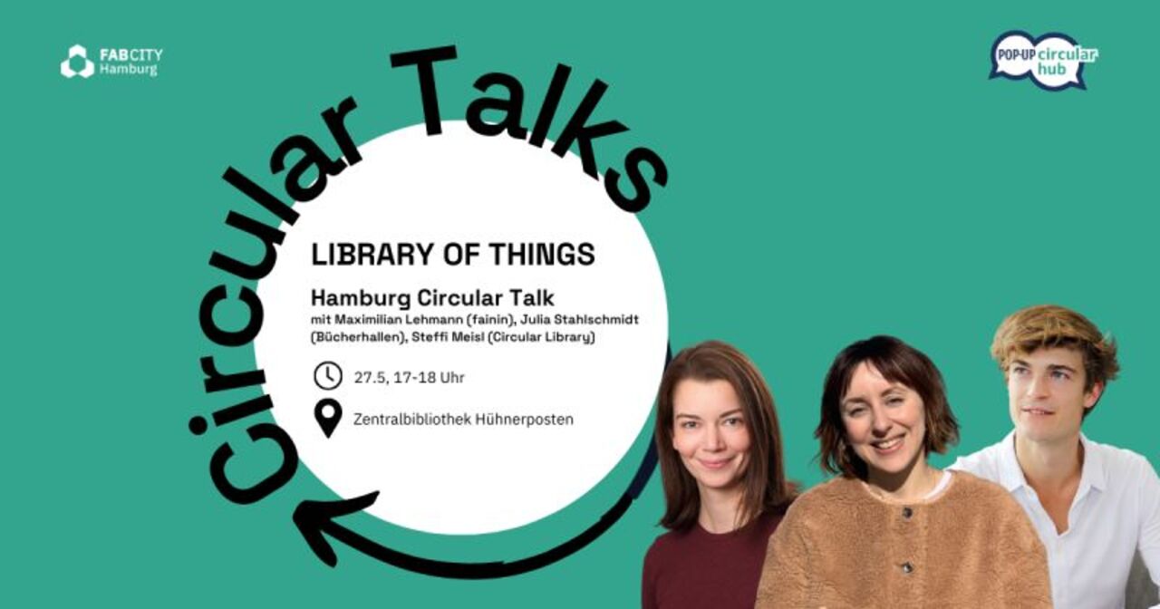 Maximilian Lehmann ( Fainin), Julia Stahlschmidt(Bücherhallen) und Steffi Meisl (Circular Library Network) x