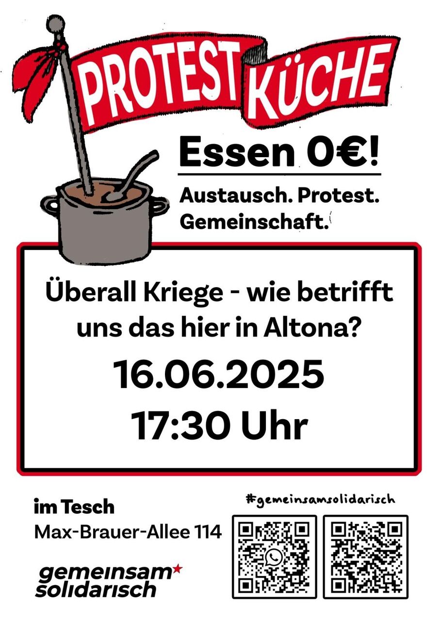 Suppentopf und rote Fahne