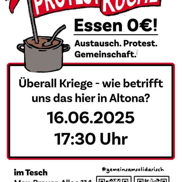 Suppentopf und rote Fahne