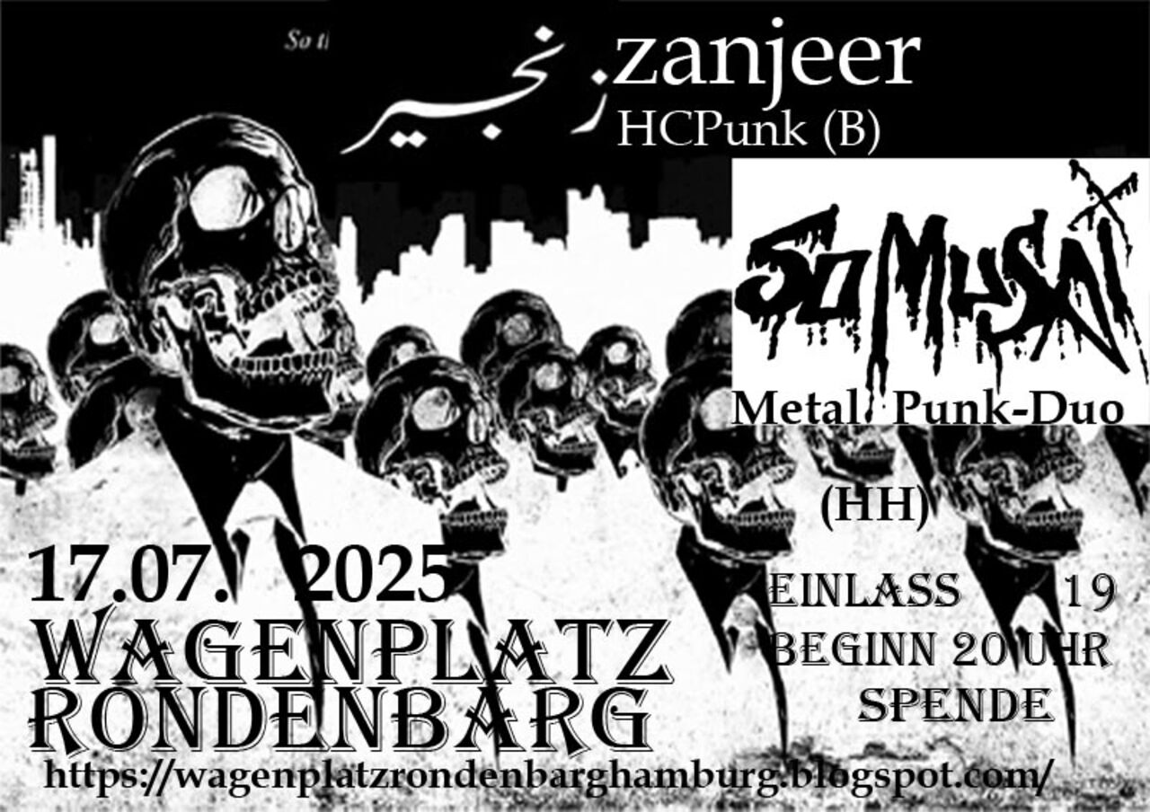 Flyer Zanjeer, SoMuSAi 17.07.25 Wagenplatz Rondenbarg