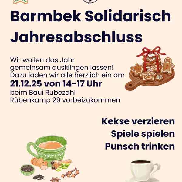 Infobild zur Veranstaltung mit Grafiken von Kaffee, Punsch und verzierten Plätzchen sowie den im Beitrag genannten Infos zu Zeit und Ort.