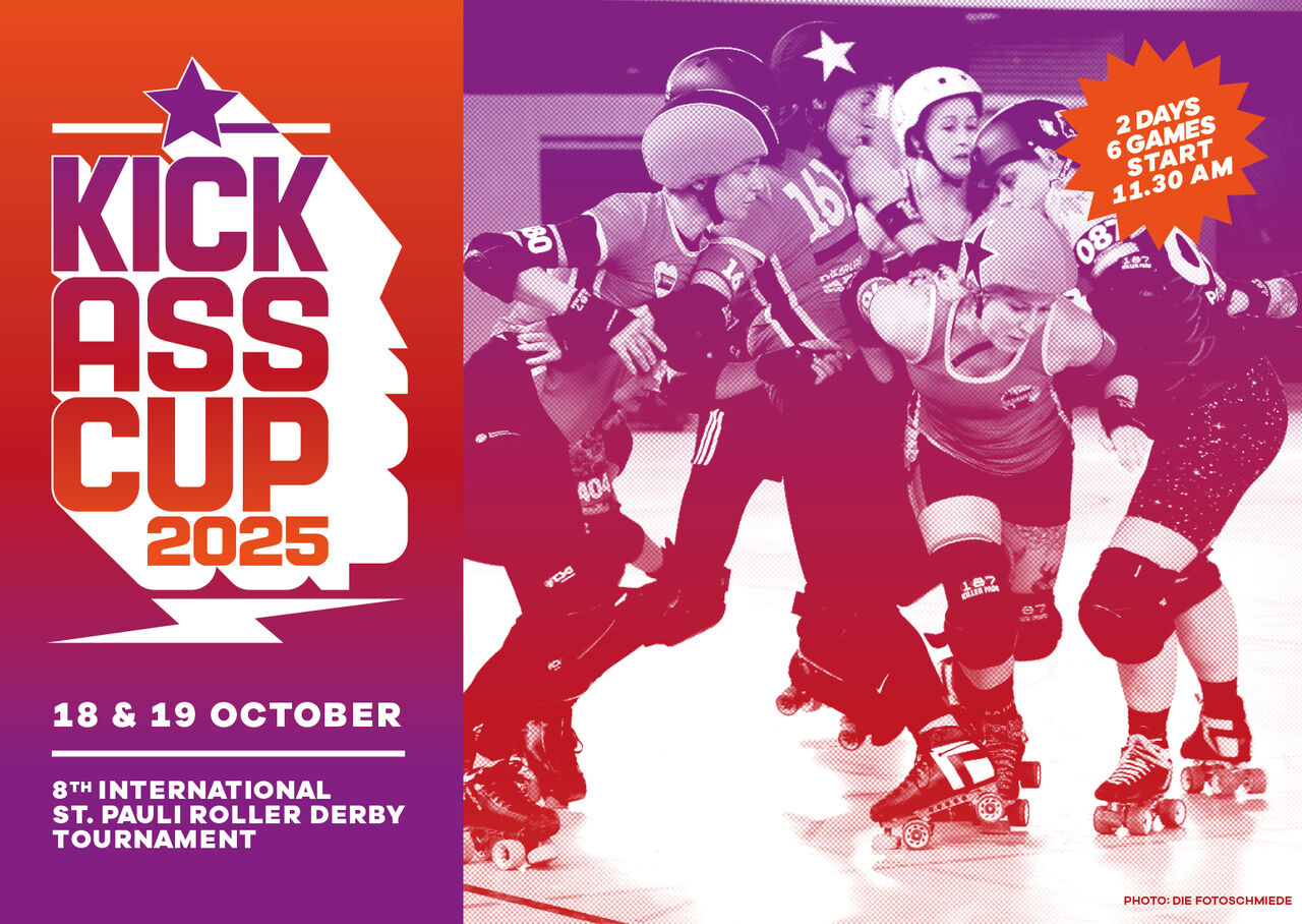 Flyer des Kick Ass Cup 2025 mit Skatenden am 18. und 19. Oktober